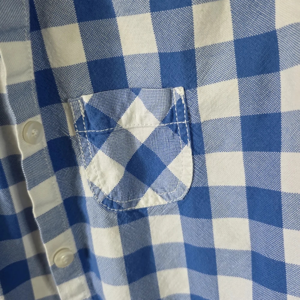 American Eagle Blue & White Plaid Button-Up Shirt β Size 0 β 100% Cotton Womens - Picture 9 of 16